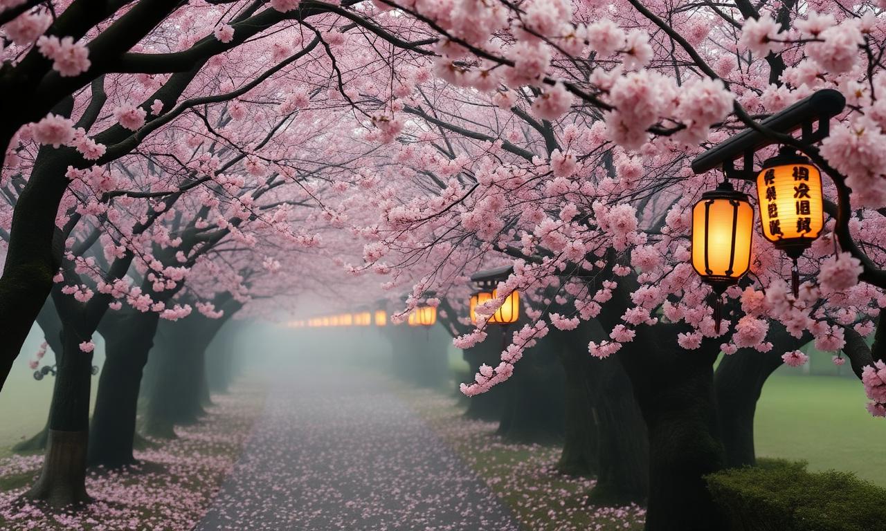 Japanese Cherry Blossoms — cinematic scene